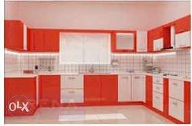 White And Orange Kitchen Cupboard sq f