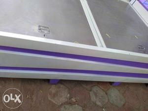 White And Purple Wooden Bed Frame