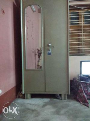 White Wooden 2-door Wardrobe With Mirror