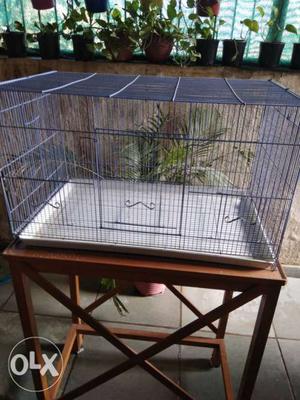 Bird cage/nest/house with wooden stand