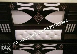 Black-and-white Wooden Headboard And Footboard