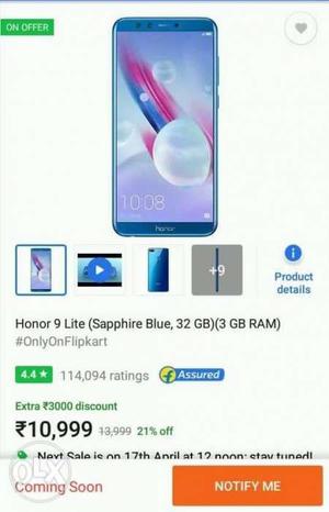 Honor 9 lite seal packed all colour colour all
