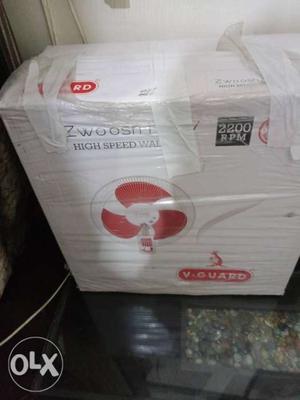 Red and white Wall Fan Box vguard unused just high speed