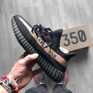Black And Brown Adidas Yeezy Boost 350 V2 Shoes With Box