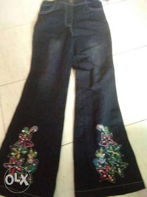 Black And Green Floral Pants