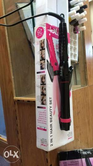 Black And Pink Curling Iron With Box