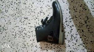 Black Leather Boots Shoe