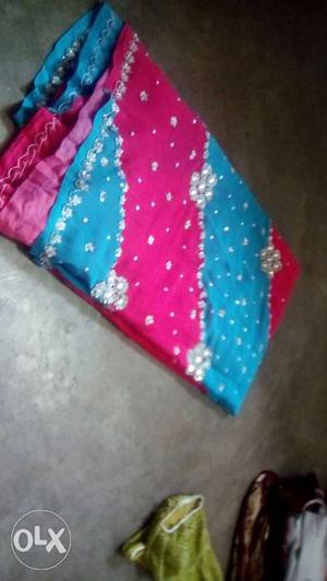 Blue And Pink Polka Dot Textile
