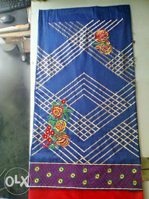 Blue And White Floral Embroidered Banner