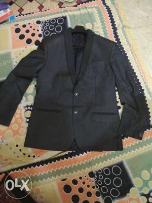 Dark grey color tuxedo suit (2 piece blazer and