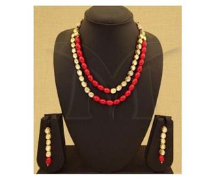 Elegant Two Line Statement Kundan Necklace Earring Set with