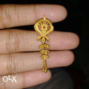Gold-colored Red Gem Pendant