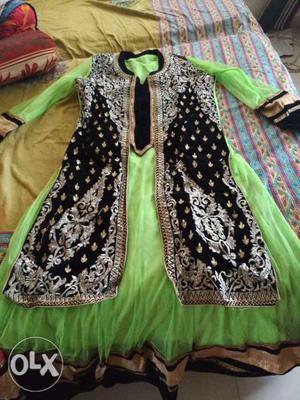 Green anarkali dress wid salwar unused