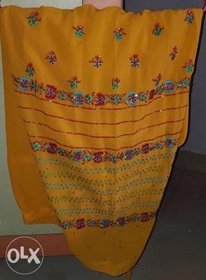 Haldi Colour Free Flowing heavy Semi Patiyala heavy Dress