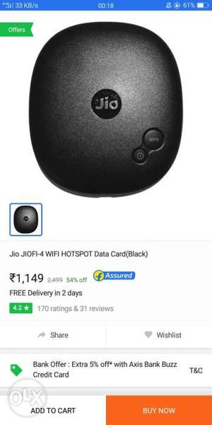 Jio jioFi 4 Untouch condition Just used for 3