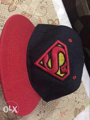 New black And Red Superman Fitted Cap and 1 extra cap