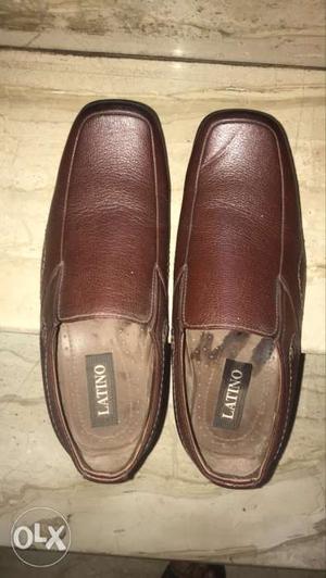 Pair Of Brown Lateno Leather Loafers