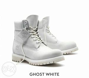 Pair Of White Timberland Work Boots