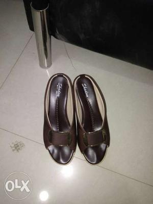 Pair Of Women's Black Open-toe Heeled Sandals
