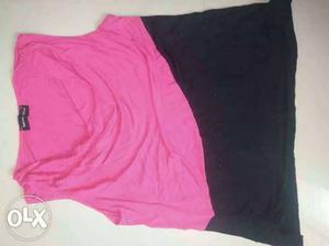 Pink And Black Sleeveless Top