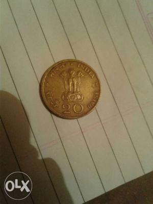 Round Brown 20 Indian Coin