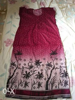 Women's Pink And Black Floral Sleeveless Dress