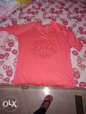 Women's Pink Zara Elbow-sleeved Shirt