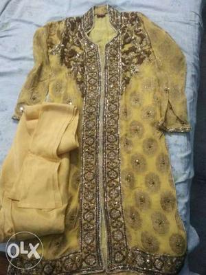 Women's Yellow And Brown Floral Dress