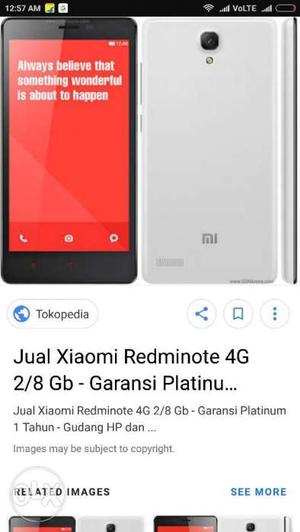 XIAOMI Redmi Note 4G One Week Warranty Box & All