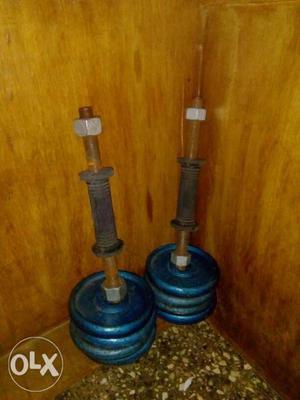 2 Dumbbells rods with 5×8lbs=40lbs plates