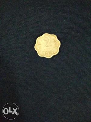 Antique 2 paise coin of year .