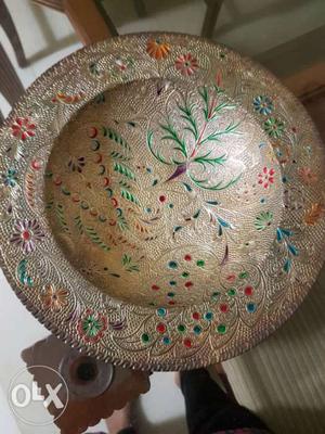 Antique metal bowl having Enamle meeakari sork