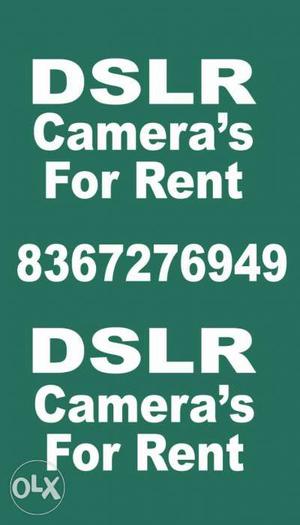 DSLR Camera's For Rent Text With Green Background