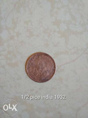 Gold colour coin 1/2 paise  interested person