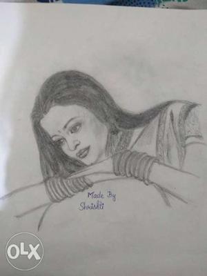 Hand sketch of Aishwarya on sheet 6*6