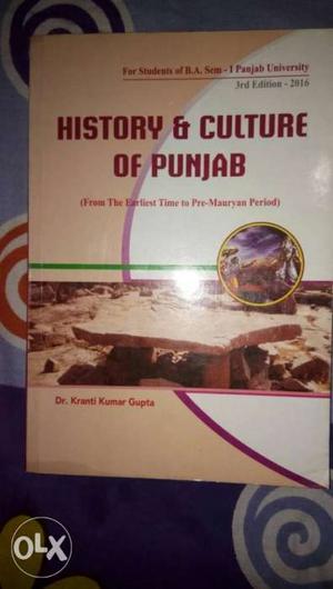 History & Culture Of Punjab Book for 1st semester pu