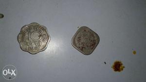 Silver-colored 10 And 5 Indian Coins