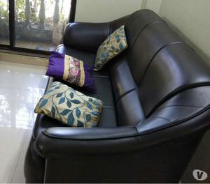 Durian 3-seater sofa set in black leather Mumbai