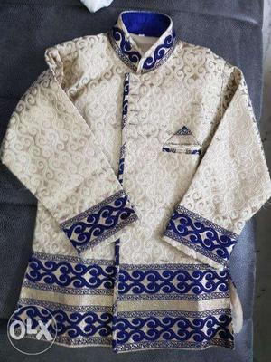 Ethnic Wear for Boys (Golden/Blue Sherwani)