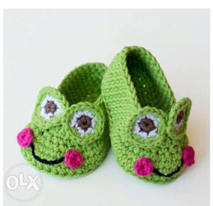 Green-and-pink Knitted Shoes