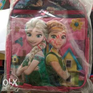 Pink And Yellow Disney Frozen-themed Backpack Pack