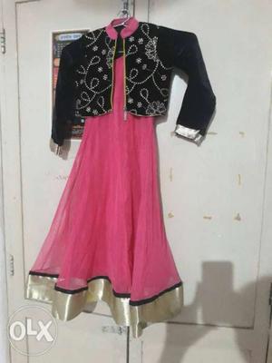 Pink gown(net)with black shrug(velvet) 3-4years