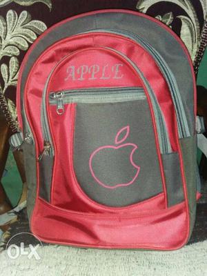 Red And Gray Apple Backpack