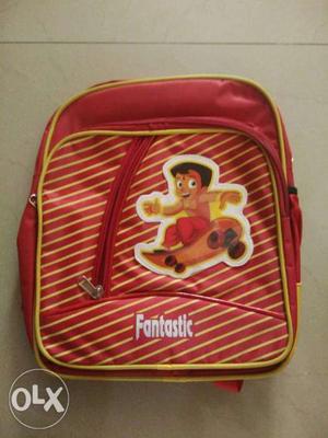 Red Chota Bheem Print Backpack