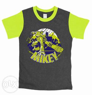 Toddler's Black And Green Mikey Crew-neck Shirt