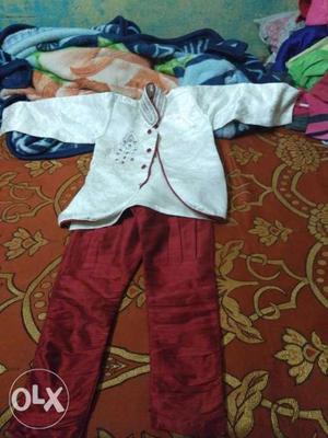 Toddler's White And Red Hoodie
