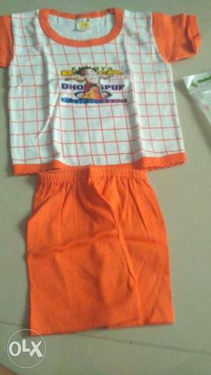 Toddler's orange And White brand new Dress
