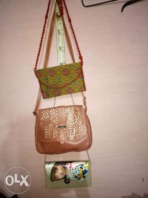 3 cute bags, 2 unused and one used (doll blinking
