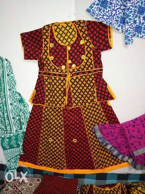 Baby Red And Yellow Jaipuri Dress From Khammam T.T.D