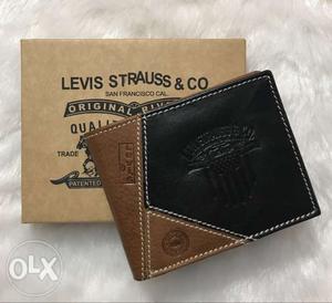 Black And Brown Levi Straus & Co. Leather Wallet With Box